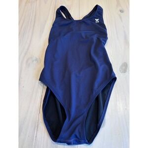 TYR Womens Navy Blue Racerback One Piece Swimsuit Size 40 CL001 Performance Swim